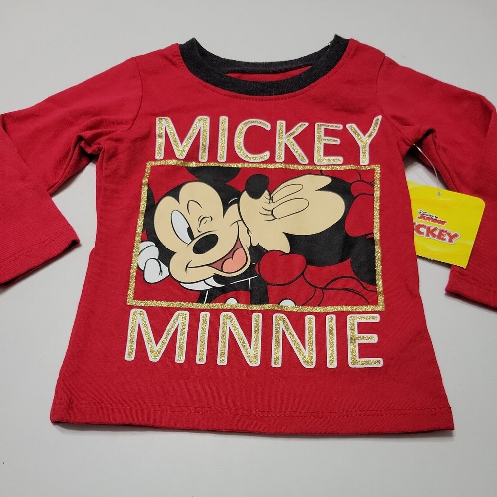 Disney Baby Girl 12 Months Graphic Shirt Red Minnie Mouse Mickey Long Sleeve Top